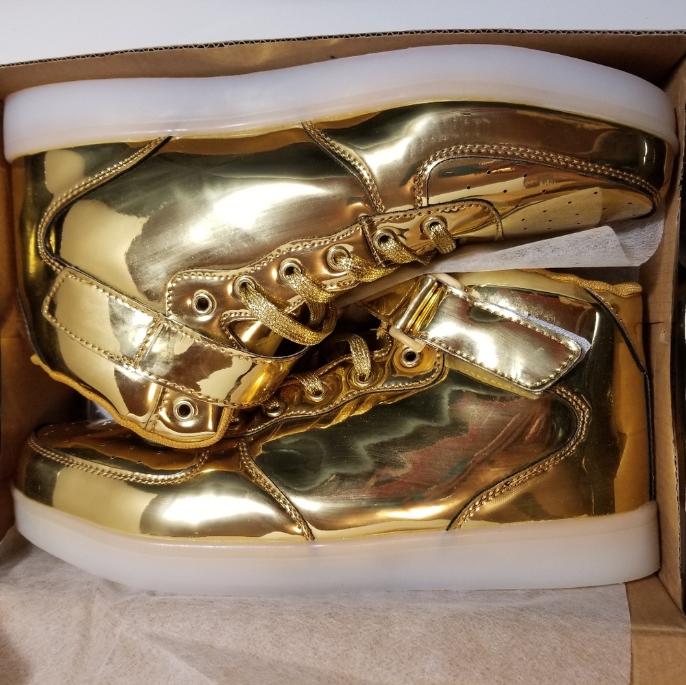 Men's 11 Gold LED Light Up High Top shoes